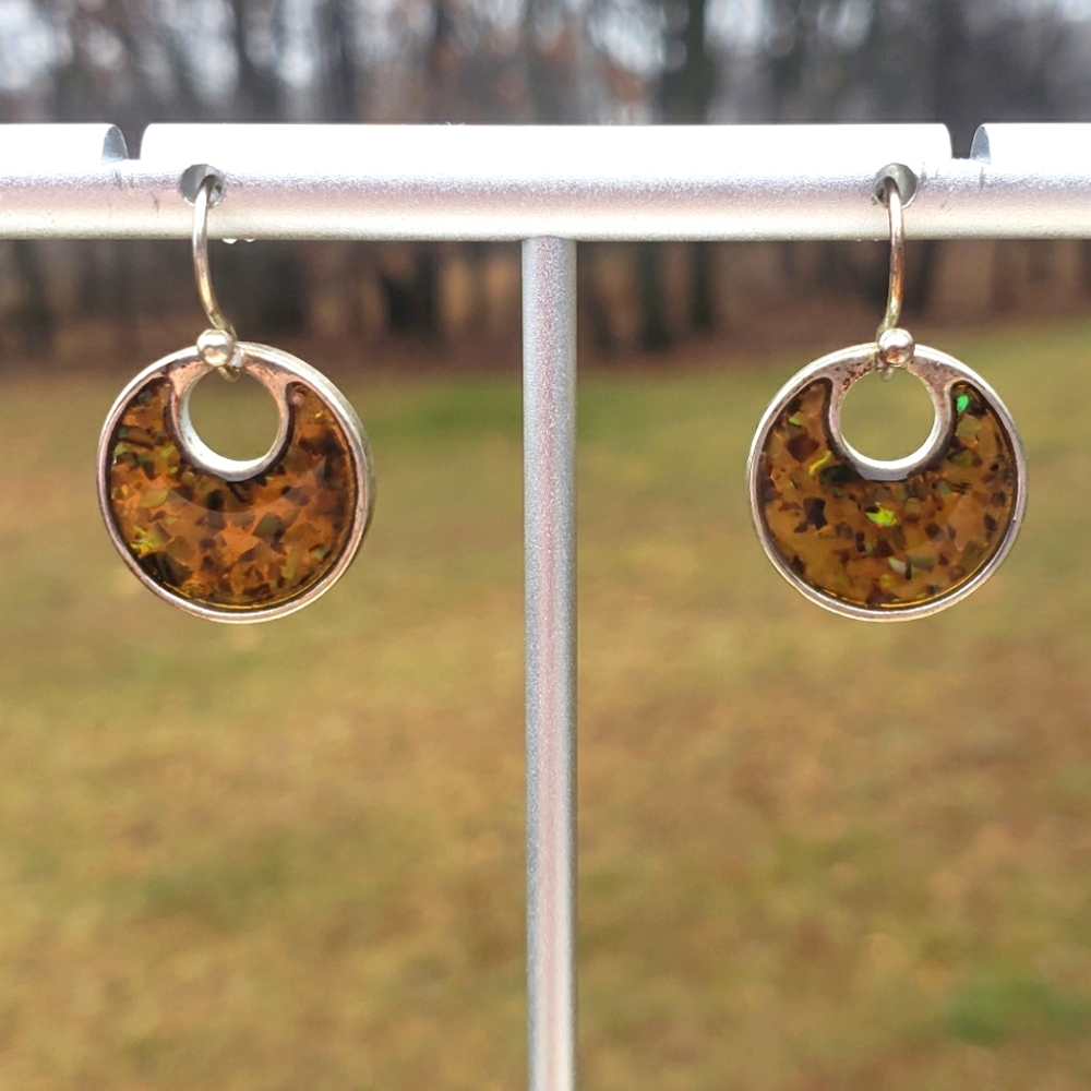 51. Gold and Brown Drop Earrings